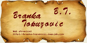 Branka Topuzović vizit kartica